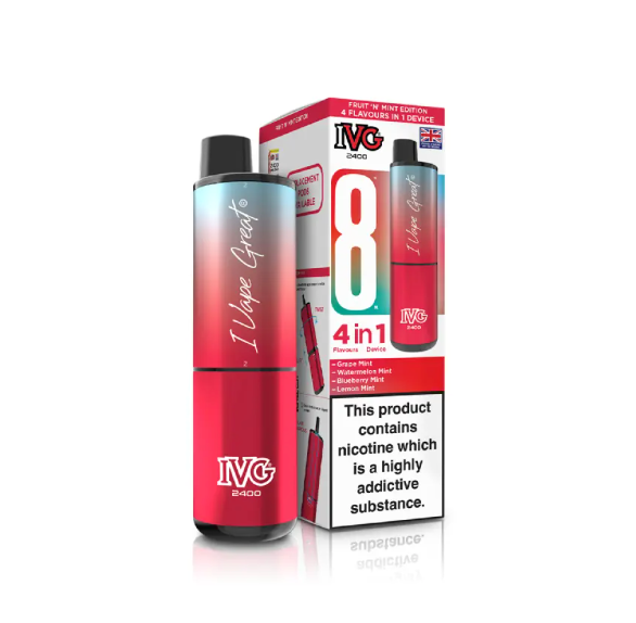 IVG 2400 PUFFS PRE-FILLED POD KIT (PACK OF 5) FRUIT AND MINT EDITION