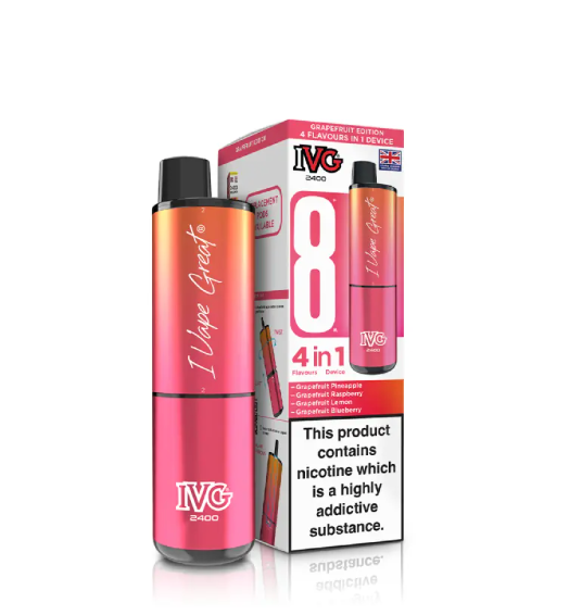 IVG 2400 PUFFS PRE-FILLED POD KIT (PACK OF 5) GRAPEFRUIT EDITION
