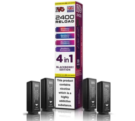 IVG 2400 4 IN 1 RELOAD REPLACEMENT PODS (PACK OF 5) BLACKBERRY EDITION