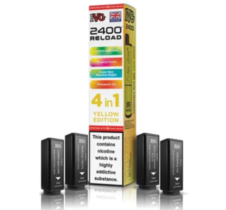 IVG 2400 4 IN 1 RELOAD REPLACEMENT PODS (PACK OF 5)  YELLOW EDITION