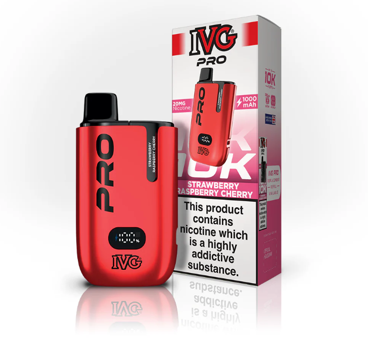 IVG PRO 12 10000 PRE-FILLED POD KIT - PACK OF 5  STRAWBERRY RASPBERRRY CHERRY