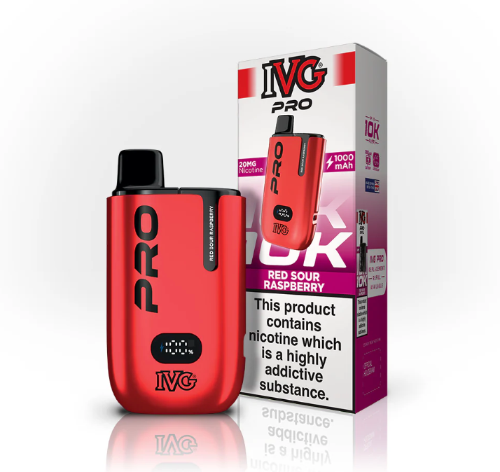 IVG PRO 12 10000 PRE-FILLED POD KIT - PACK OF 5 - PACK OF 5  RED SOUR RASPBERRY