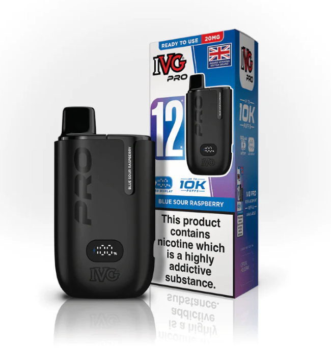 IVG PRO 12 10000 PRE-FILLED POD KIT - PACK OF 5 - PACK OF 5  BLUE SOUR RASPBERRY