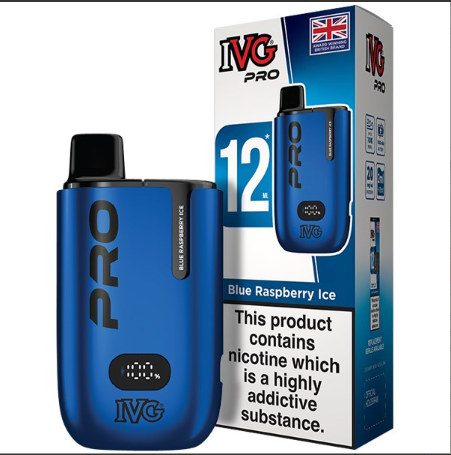 IVG PRO 12 10000 PRE-FILLED POD KIT - PACK OF 5 - PACK OF 5  BLUE  RASPBERRY ICE