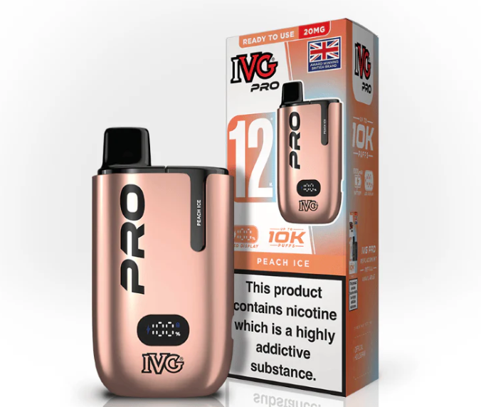 IVG PRO 12 10000 PRE-FILLED POD KIT - PACK OF 5 - PACK OF 5  PEACH ICE