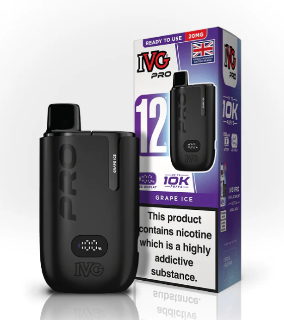 IVG PRO 12 10000 PRE-FILLED POD KIT - PACK OF 5 - PACK OF 5  GRAPE ICE