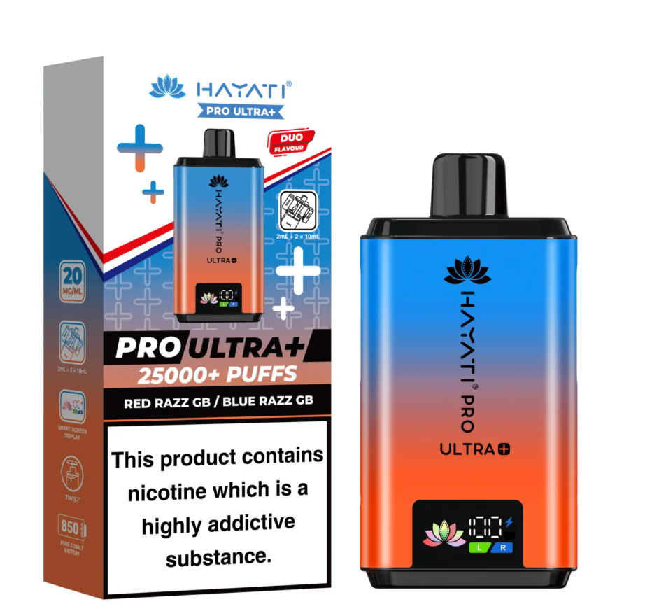 Hayati Pro Ultra 25K Pre-filled Pod Kit (Pack of 5) - Red Razz GB / Blue Razz GB