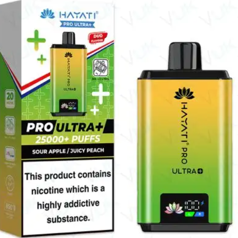 Hayati Pro Ultra 25K Pre-filled Pod Kit (Pack of 5) - Sour Apple / Juicy Peach