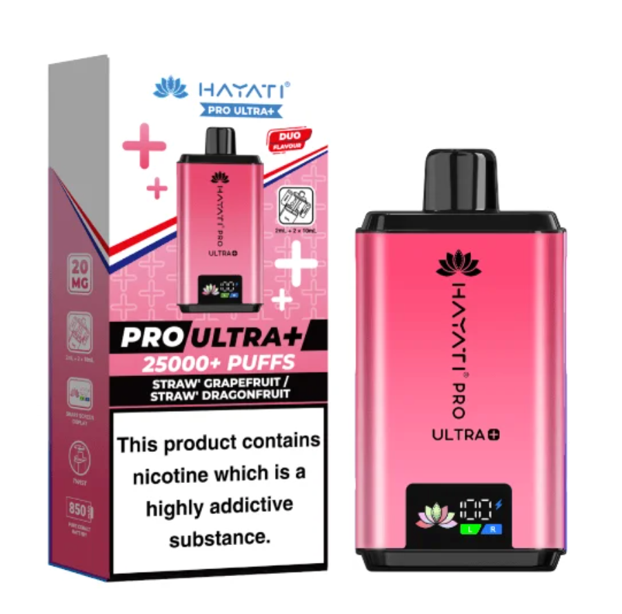 Hayati Pro Ultra 25K Pre-filled Pod Kit (Pack of 5) - Strawberry Grapefruit / Strawberry Dragonfruit