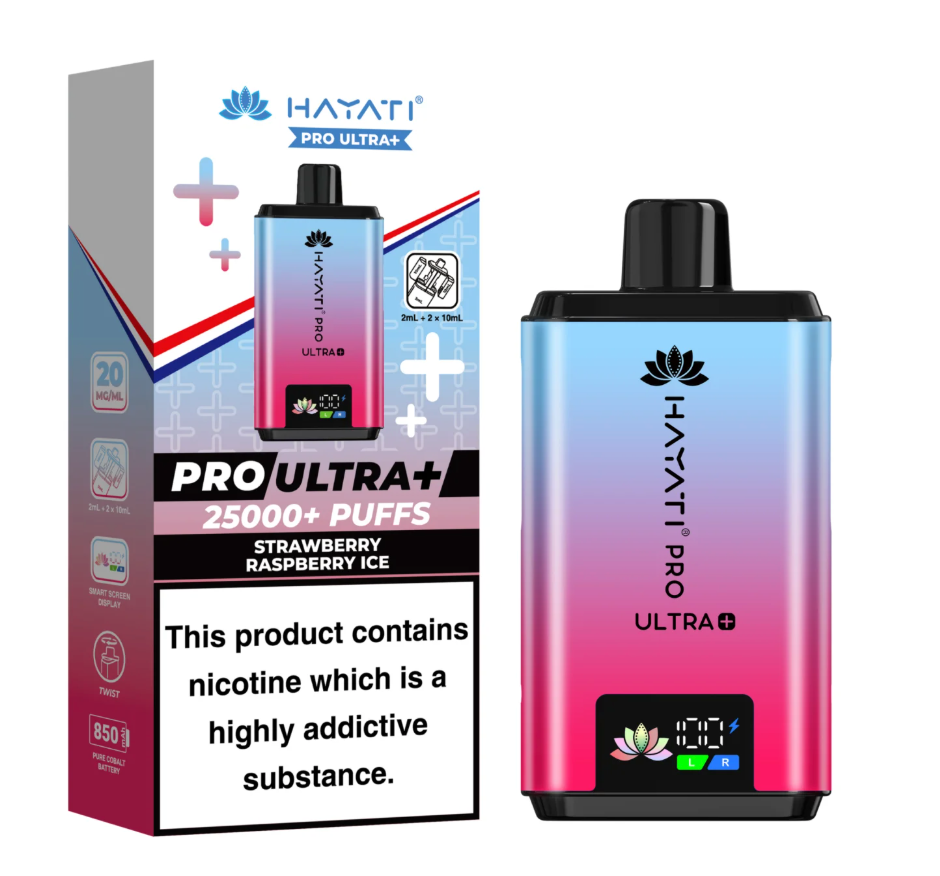 Hayati Pro Ultra 25K Pre-filled Pod Kit (Pack of 5) - Strawberry Raspberry Ice