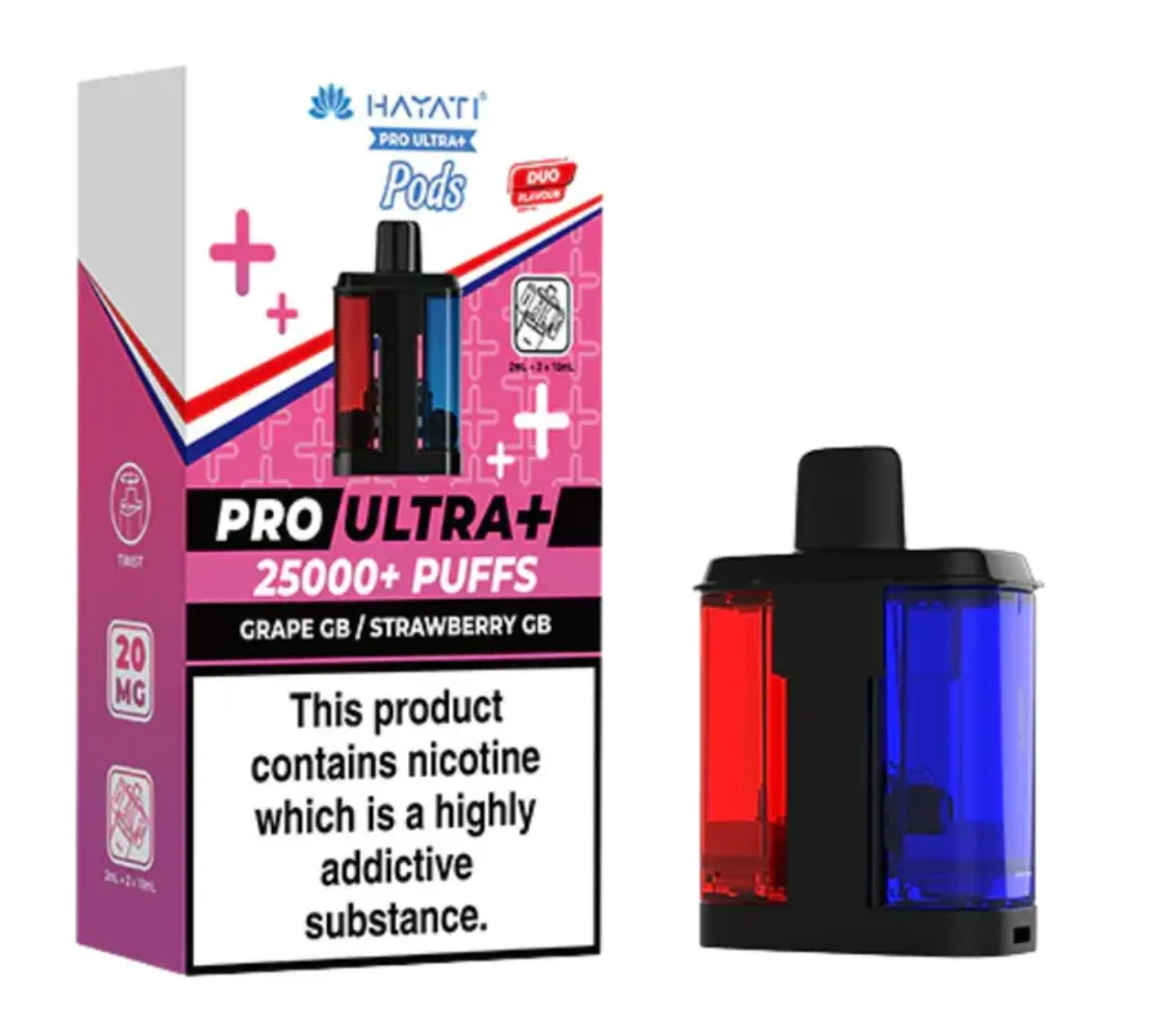 Hayati Pro Ultra 25K Replacement Pods (Pack of 5) - Grape GB / Strawberry GB