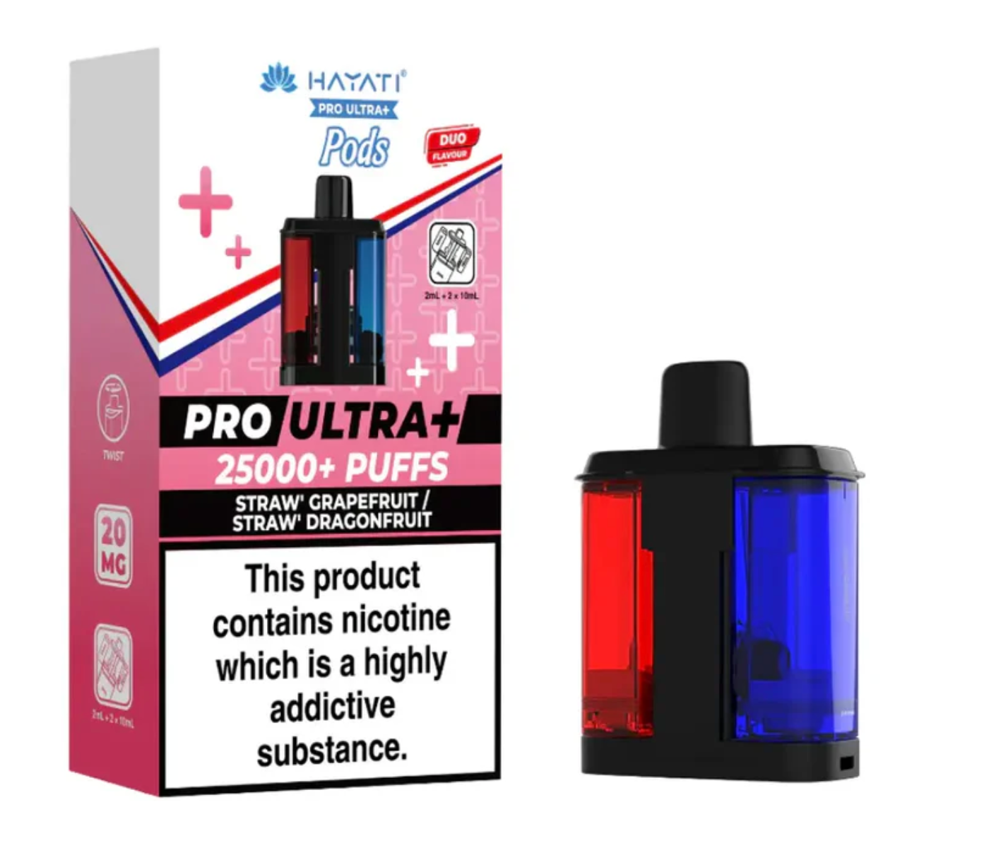Hayati Pro Ultra 25K Replacement Pods (Pack of 5) - Strawberry Grapefruit / Strawberry Dragonfruit