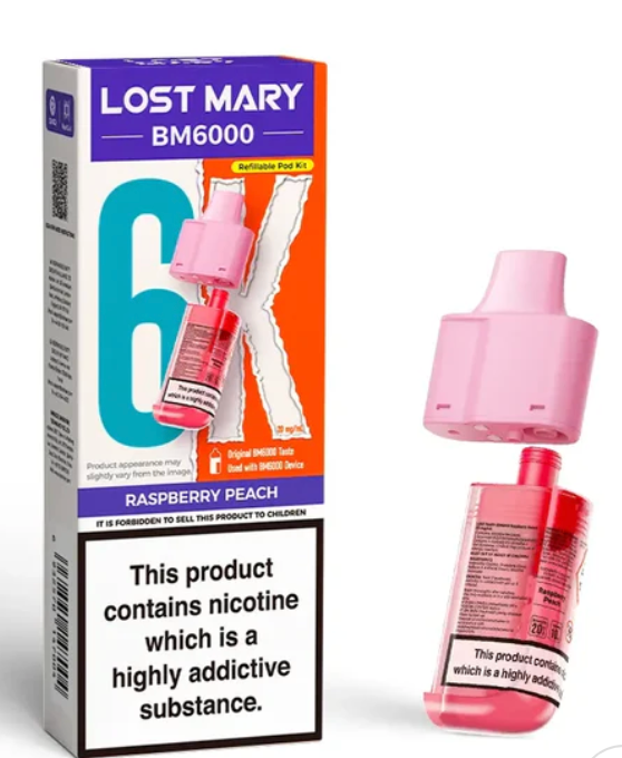 Lost Mary BM6000 Replacement Pods (Pack of 5) - Raspberry Peach