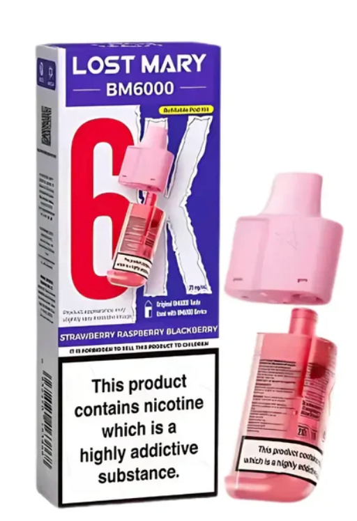 Lost Mary BM6000 Replacement Pods (Pack of 5) - Strawberry Raspberry Blackberry
