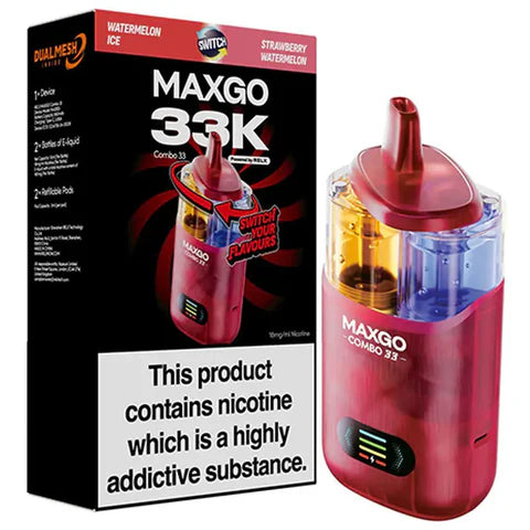Relx Max-Go 33K Puffs Pre-Filled Pod Kit - Watermelon Edition: Watermelon & Strawberry Watermelon